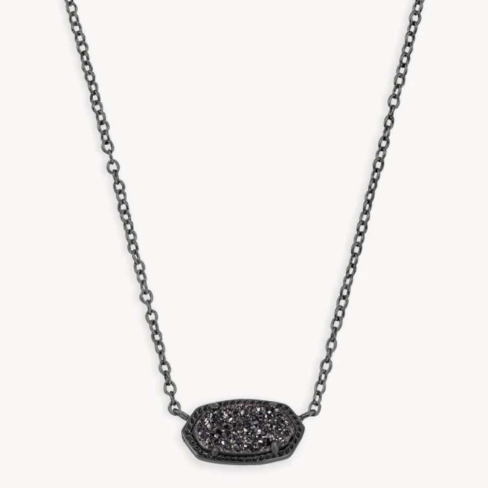 Kendra Scott Elisa Pendant Necklace in Black Drusy